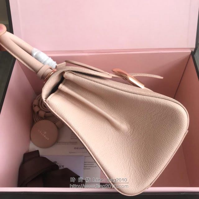 DELVAUX女包 2019春夏最新色 專櫃原廠皮 德爾沃女手提包 DV0020裸粉玫瑰金 小號 Delvaux單肩斜挎包  fcs1160